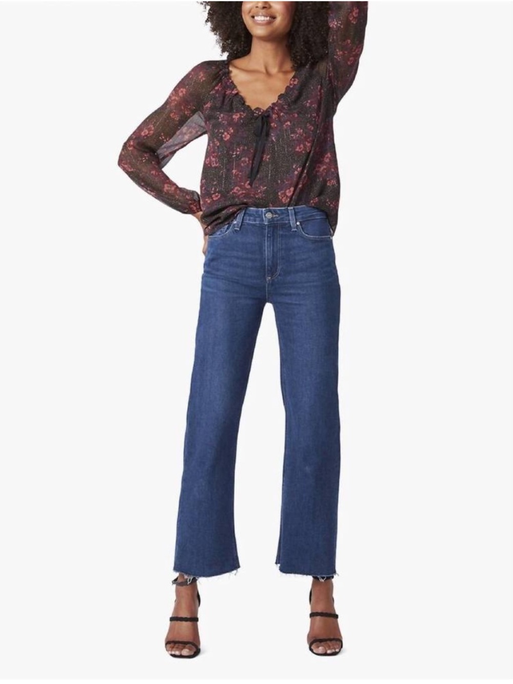 PAIGE Leenah Ankle Wide Leg Crop Jeans in Gracie Lou Wash Size 26 - Picture 3 of 11